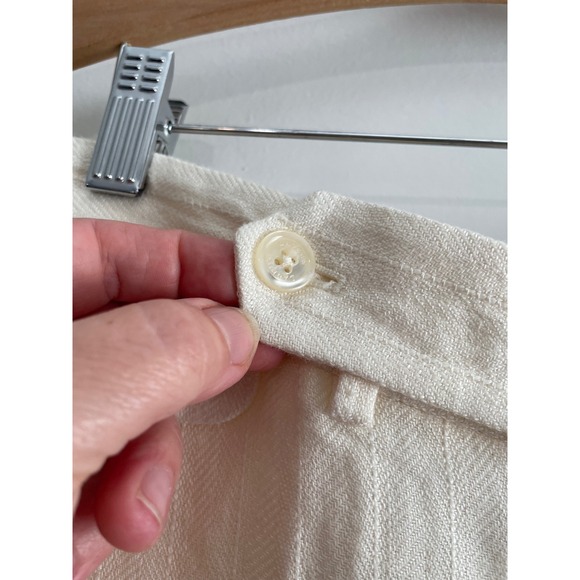 Lauren Ralph Lauren Cream Linen Herringbone Wide Leg Trousers Pants Ivory Sz 12 - Picture 6 of 8